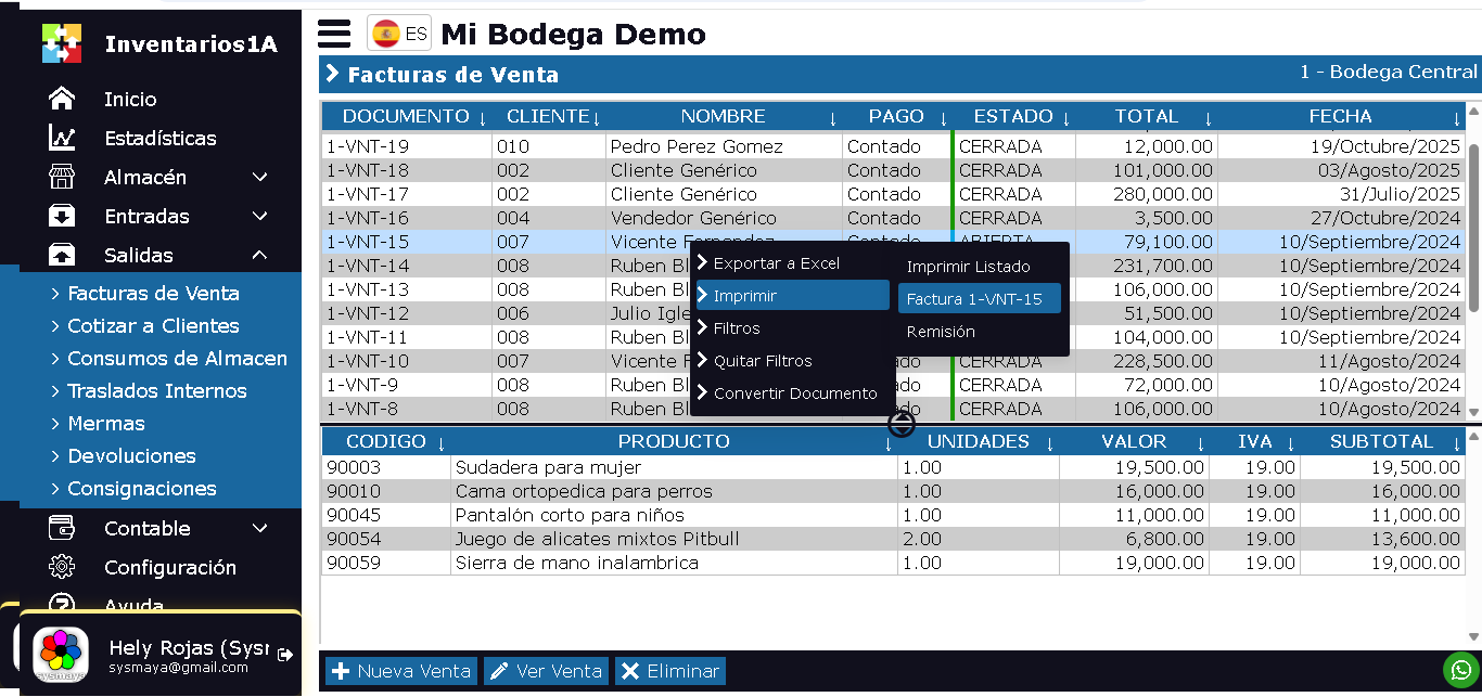 Sales Invoice List Window