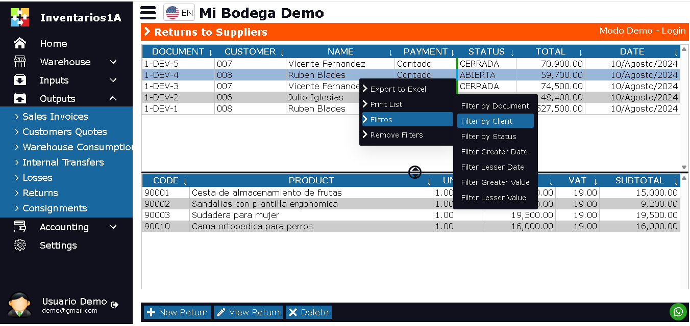 Window Returns to Suppliers