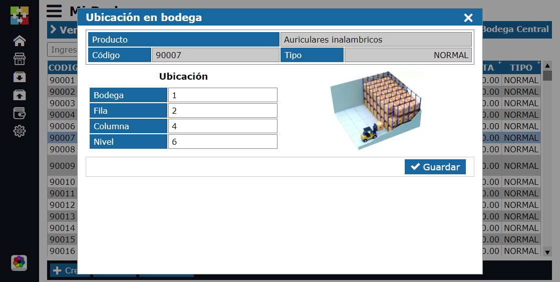 Ubicacion del producto en bodega