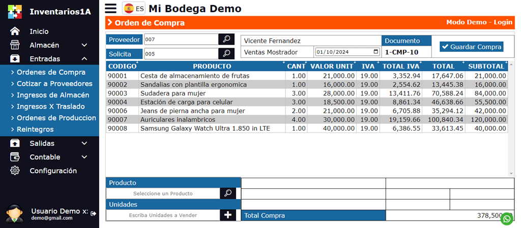 Inventarios1A Software de Inventarios Gratis